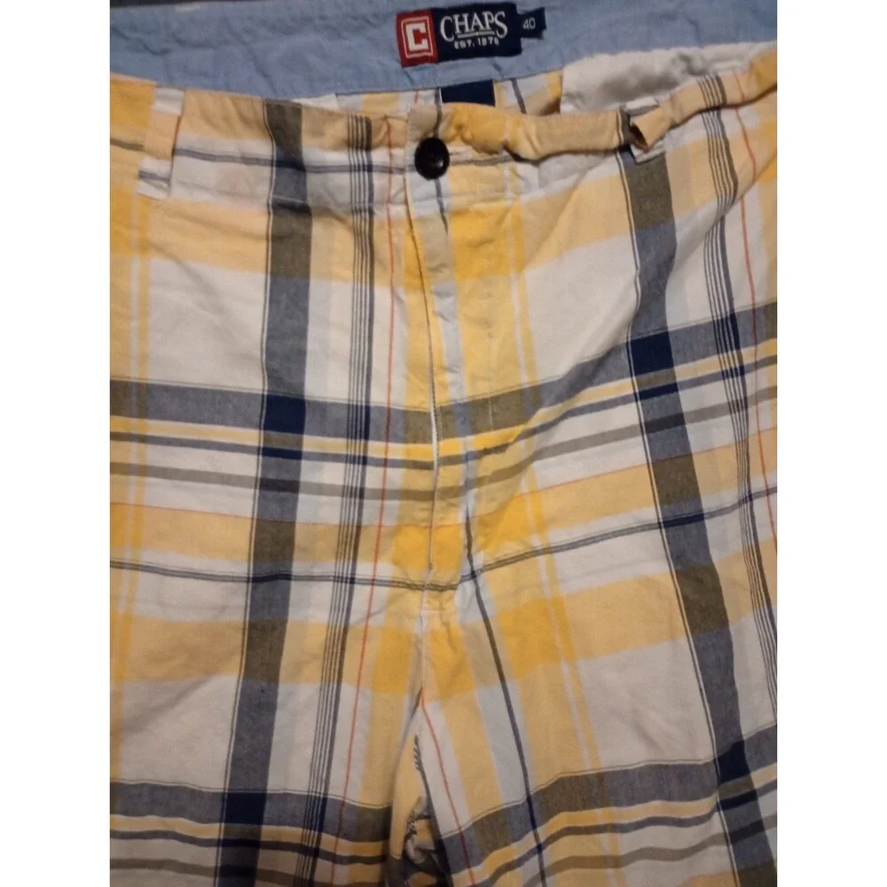 Chaps Men’s Shorts Size 40 Plaid Yellow Blue White